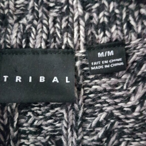 Tribal Button Front Long Sleeve Knit Cardigan Black White Sz M - Picture 11 of 14